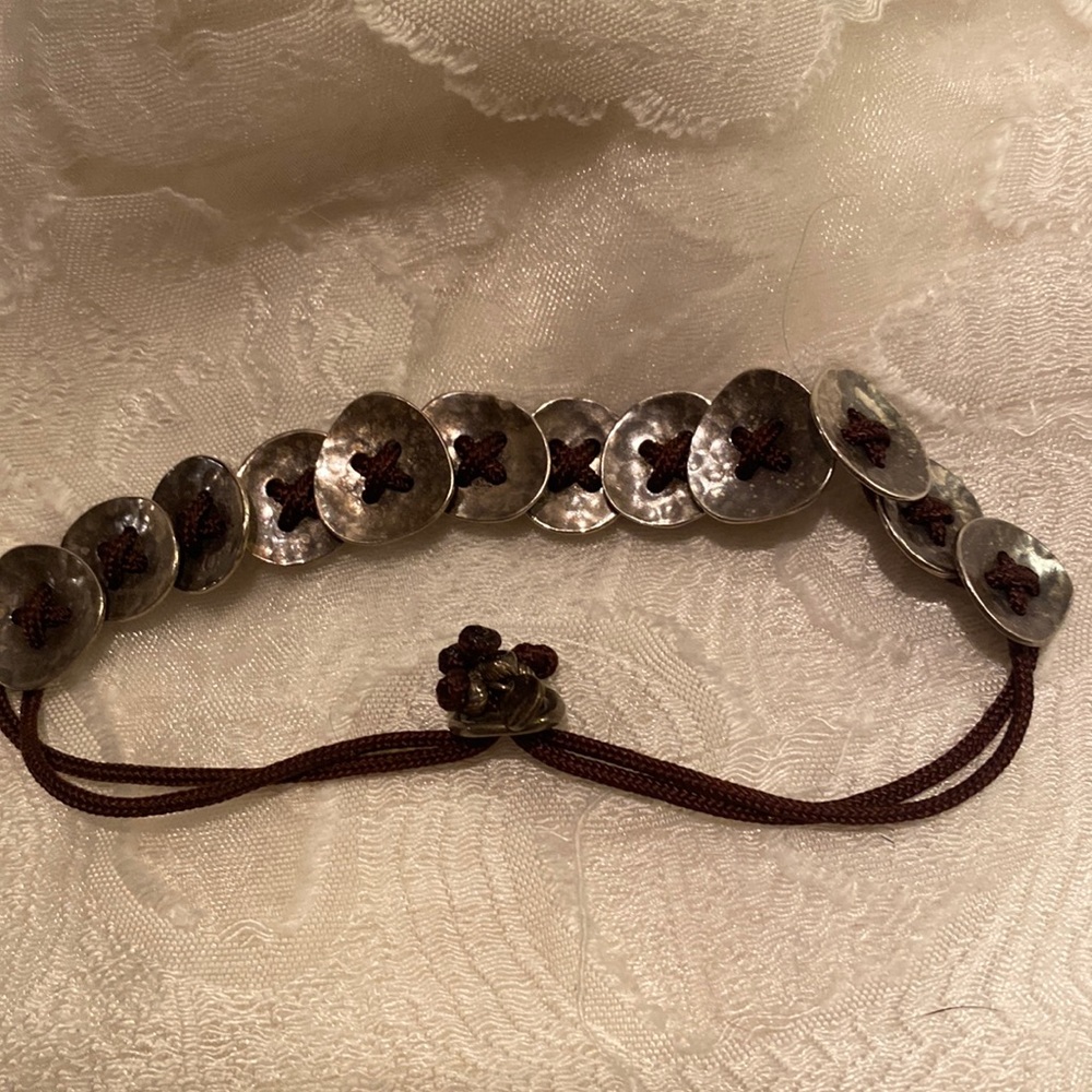 Silver and rope bracelet